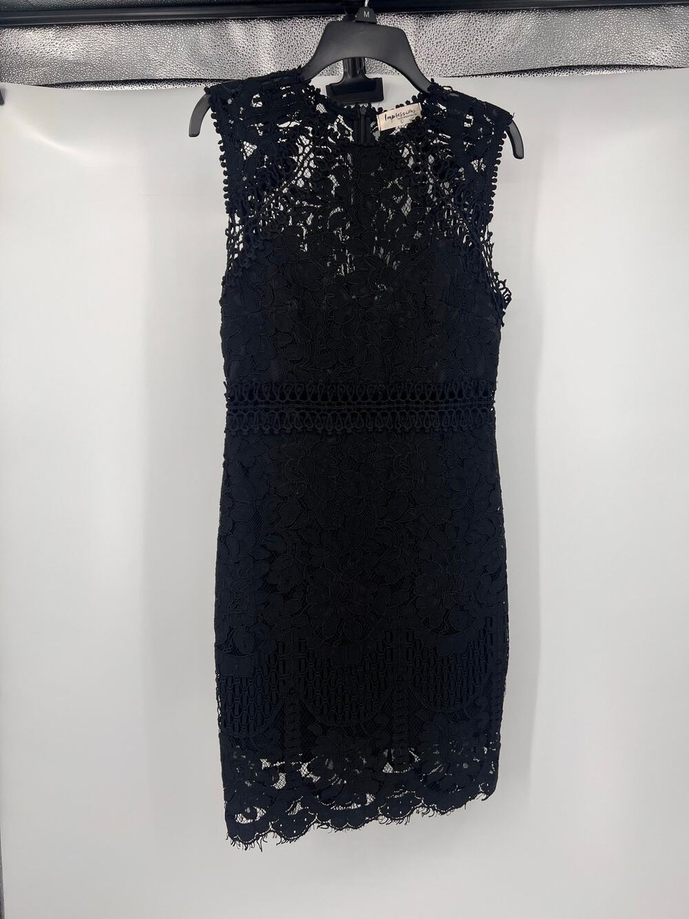 Impressions Little Black Dress Lg Lace Eyelet Elegant Formal Cocktail Feminine